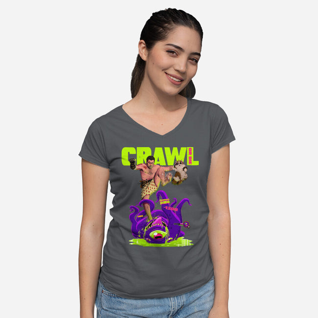 Crawl Or Die-Womens-V-Neck-Tee-Hafaell