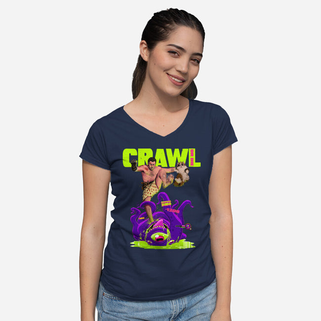 Crawl Or Die-Womens-V-Neck-Tee-Hafaell