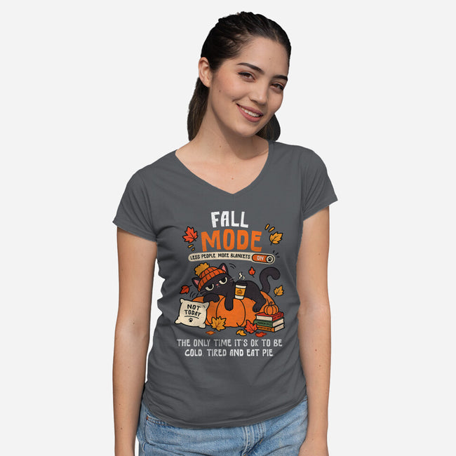 Fall Mode Activated-Womens-V-Neck-Tee-benyamine12