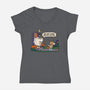 Bare Bones Halloween-Womens-V-Neck-Tee-benyamine12