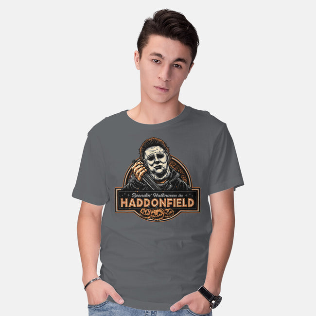 Halloween In Haddonfield-Mens-Basic-Tee-glitchygorilla