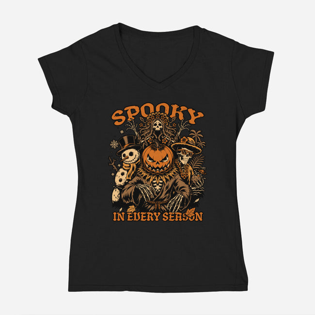 Halloween Spooky Every Season-Womens-V-Neck-Tee-Studio Mootant