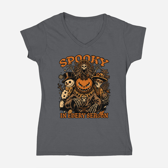 Halloween Spooky Every Season-Womens-V-Neck-Tee-Studio Mootant