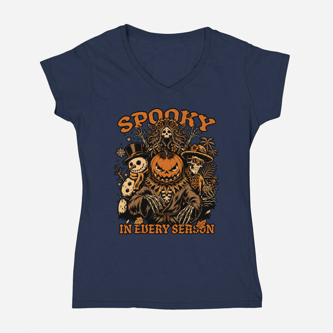 Halloween Spooky Every Season-Womens-V-Neck-Tee-Studio Mootant