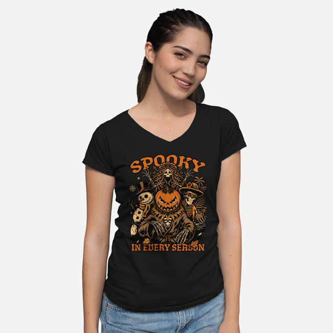 Halloween Spooky Every Season-Womens-V-Neck-Tee-Studio Mootant