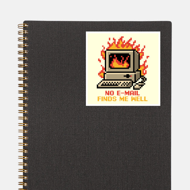 Pixel Email Fire Computer-None-Glossy-Sticker-Studio Mootant