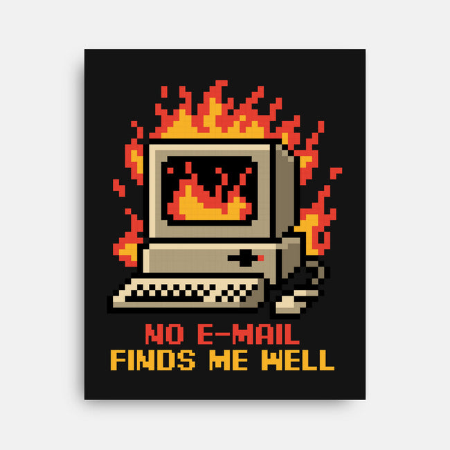 Pixel Email Fire Computer-None-Stretched-Canvas-Studio Mootant