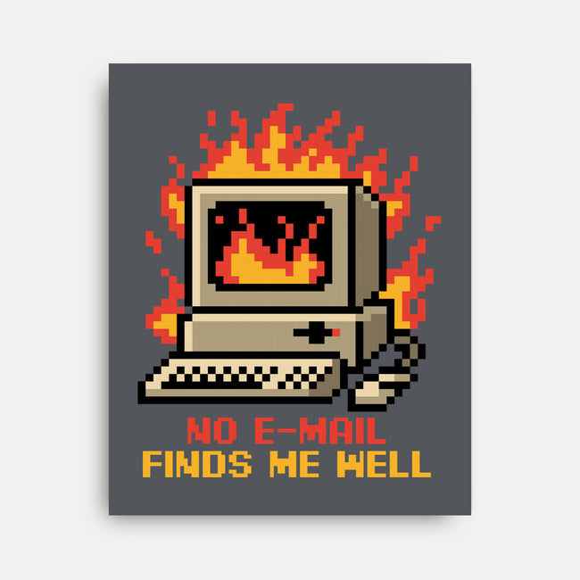 Pixel Email Fire Computer-None-Stretched-Canvas-Studio Mootant
