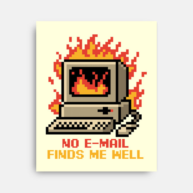 Pixel Email Fire Computer-None-Stretched-Canvas-Studio Mootant