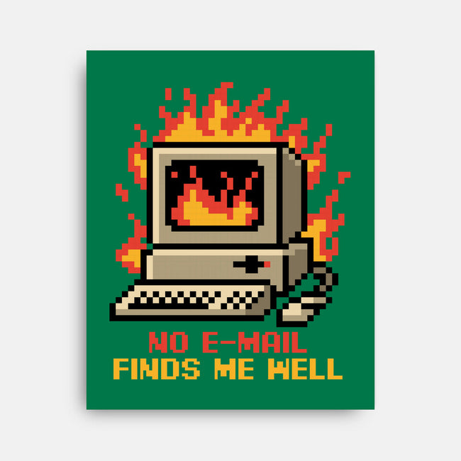 Pixel Email Fire Computer-None-Stretched-Canvas-Studio Mootant