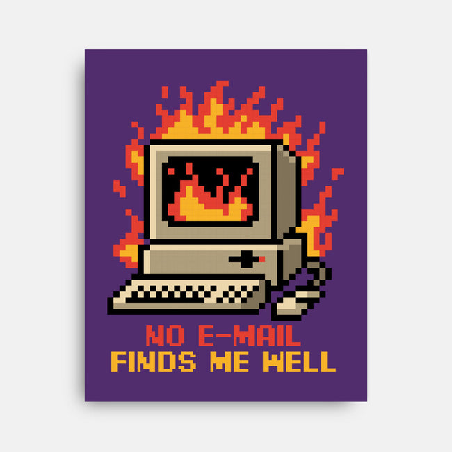 Pixel Email Fire Computer-None-Stretched-Canvas-Studio Mootant
