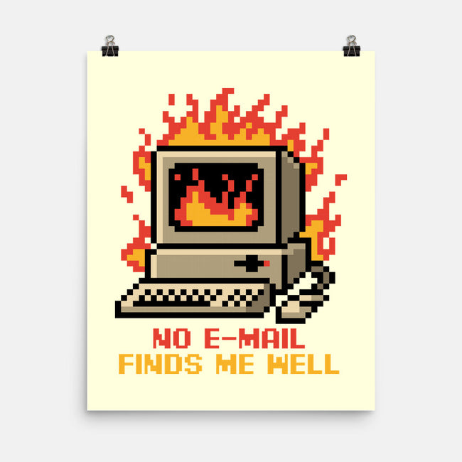 Pixel Email Fire Computer-None-Matte-Poster-Studio Mootant