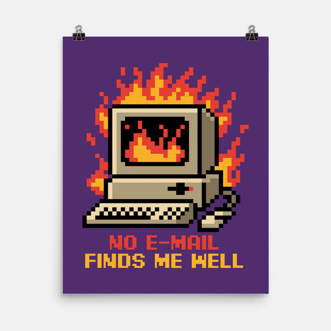 Pixel Email Fire Computer-None-Matte-Poster-Studio Mootant