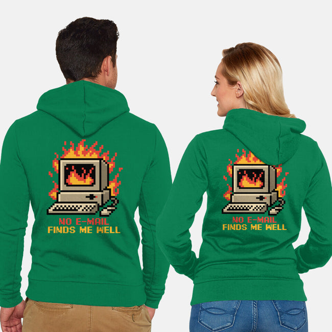 Pixel Email Fire Computer-Unisex-Zip-Up-Sweatshirt-Studio Mootant