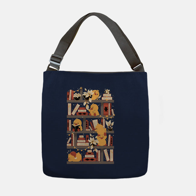 Kawaii Duck Library-None-Adjustable Tote-Bag-tobefonseca