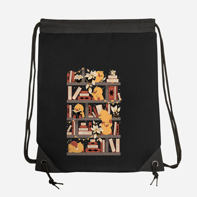 Kawaii Duck Library-None-Drawstring-Bag-tobefonseca