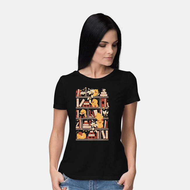 Kawaii Duck Library-Womens-Basic-Tee-tobefonseca