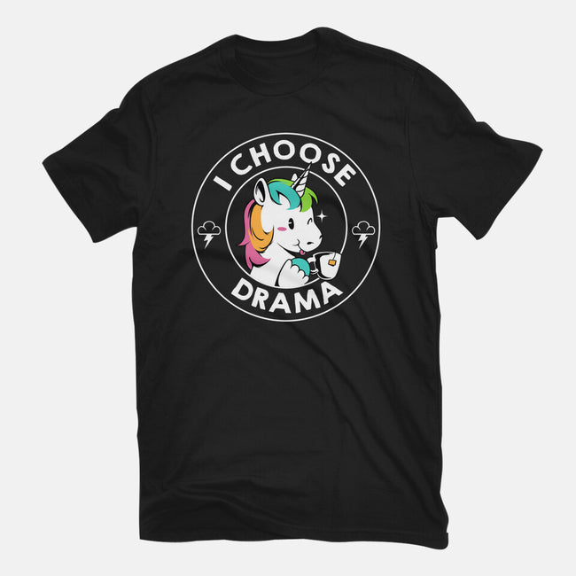 I Choose Drama Kawaii Unicorn-Womens-Fitted-Tee-tobefonseca