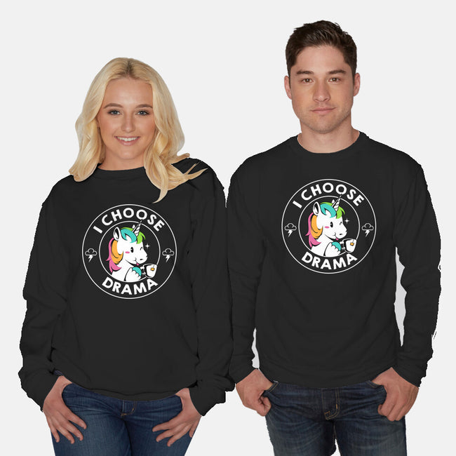 I Choose Drama Kawaii Unicorn-Unisex-Crew Neck-Sweatshirt-tobefonseca
