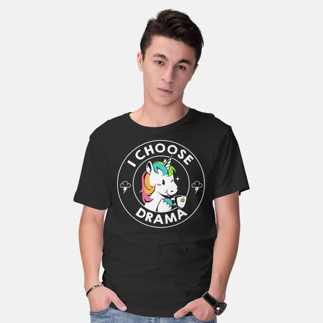 I Choose Drama Kawaii Unicorn-Mens-Basic-Tee-tobefonseca