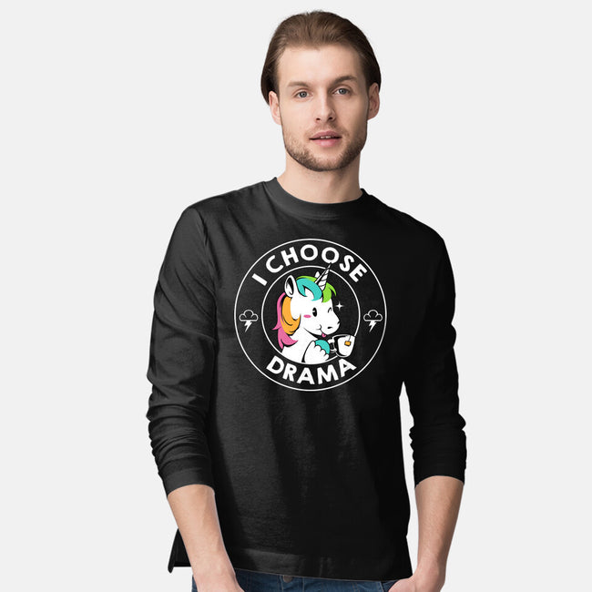 I Choose Drama Kawaii Unicorn-Mens-Long Sleeved-Tee-tobefonseca