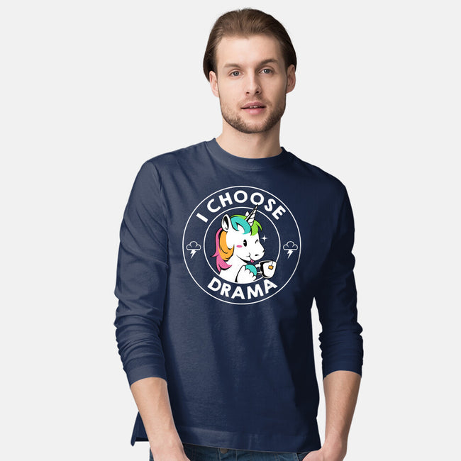 I Choose Drama Kawaii Unicorn-Mens-Long Sleeved-Tee-tobefonseca