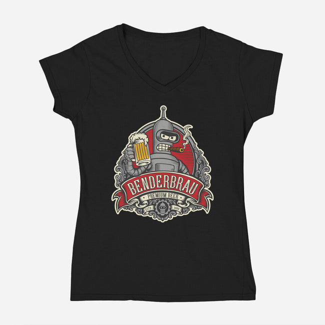 Brewed By Robots Approved-Womens-V-Neck-Tee-CarloJ1956
