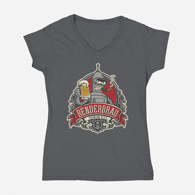 Brewed By Robots Approved-Womens-V-Neck-Tee-CarloJ1956