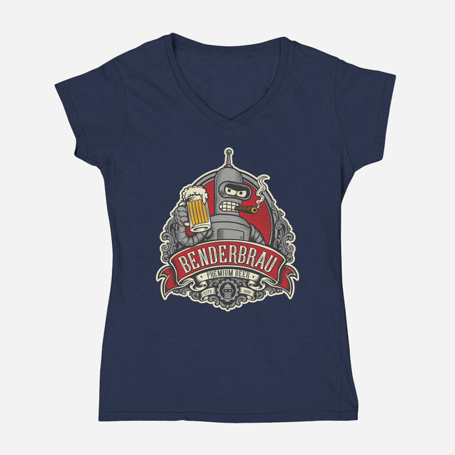 Brewed By Robots Approved-Womens-V-Neck-Tee-CarloJ1956