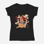 The Strawhat Captain-Womens-V-Neck-Tee-grevalra