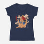 The Strawhat Captain-Womens-V-Neck-Tee-grevalra
