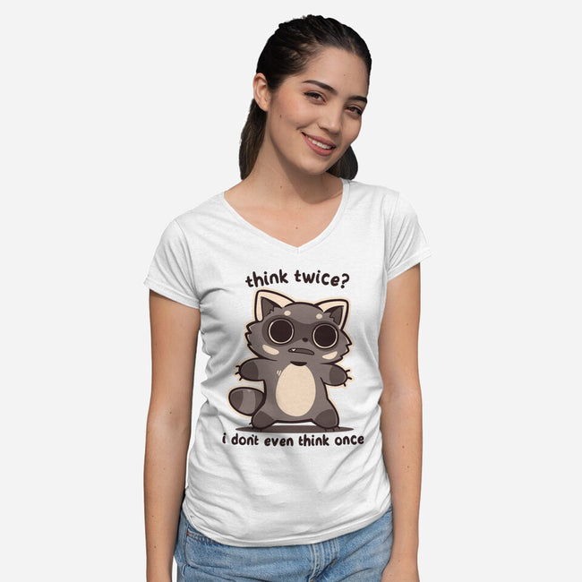 Think Twice-Womens-V-Neck-Tee-TechraNova