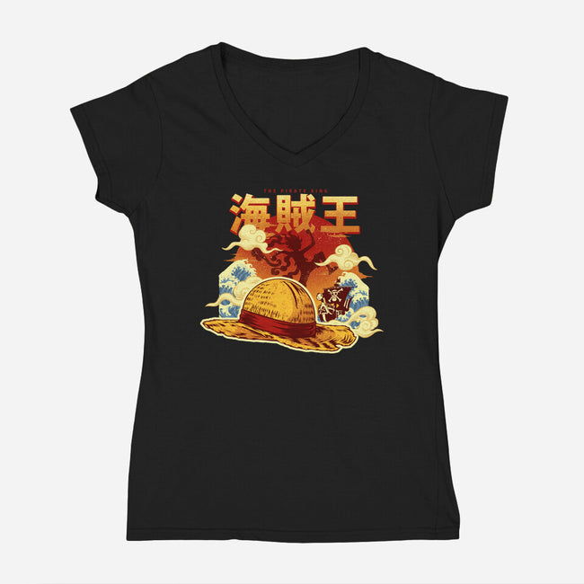 The Pirate King-Womens-V-Neck-Tee-hypertwenty