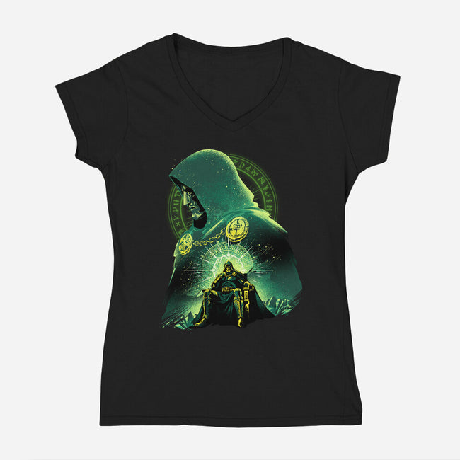 Shadow Of Latveria-Womens-V-Neck-Tee-hypertwenty