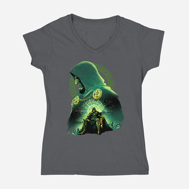 Shadow Of Latveria-Womens-V-Neck-Tee-hypertwenty