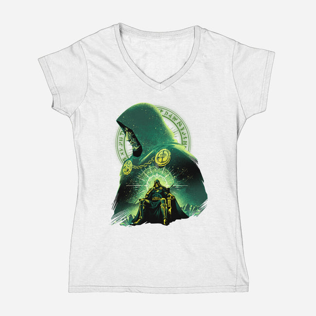Shadow Of Latveria-Womens-V-Neck-Tee-hypertwenty