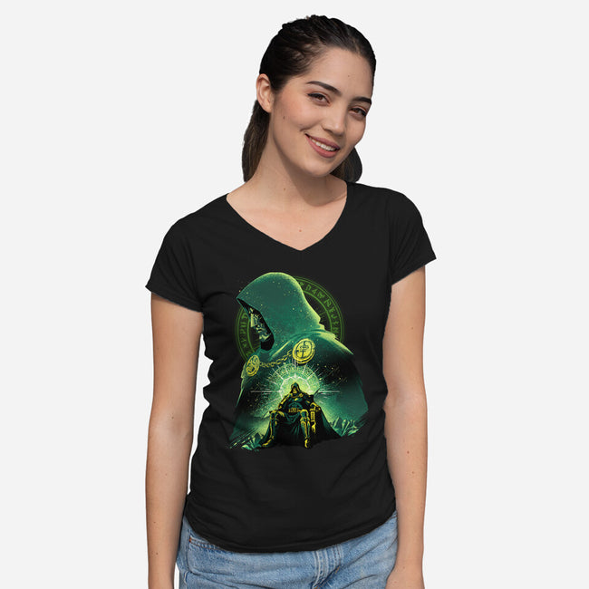 Shadow Of Latveria-Womens-V-Neck-Tee-hypertwenty