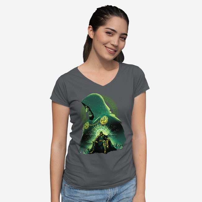 Shadow Of Latveria-Womens-V-Neck-Tee-hypertwenty