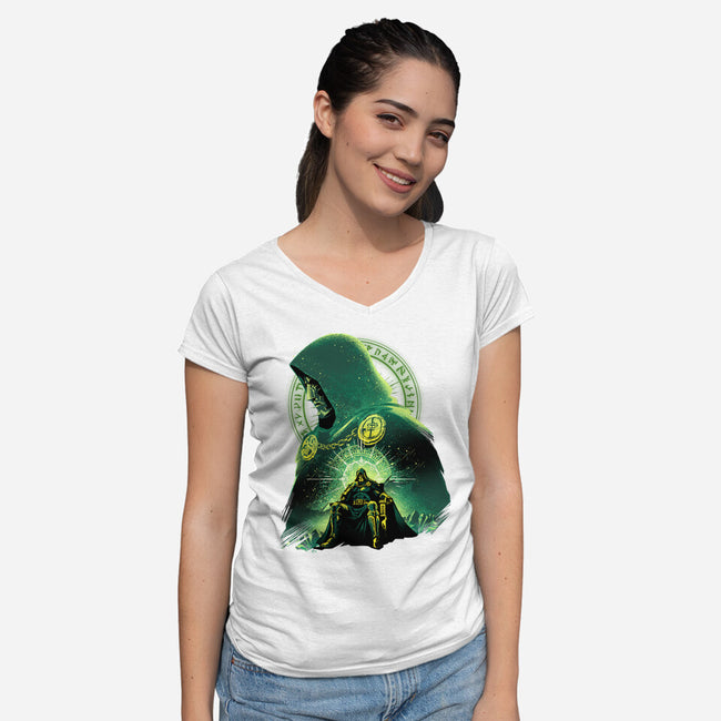 Shadow Of Latveria-Womens-V-Neck-Tee-hypertwenty