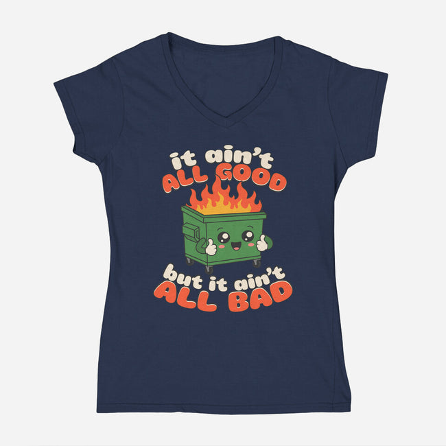 It Ain't All Good-Womens-V-Neck-Tee-RoboMega