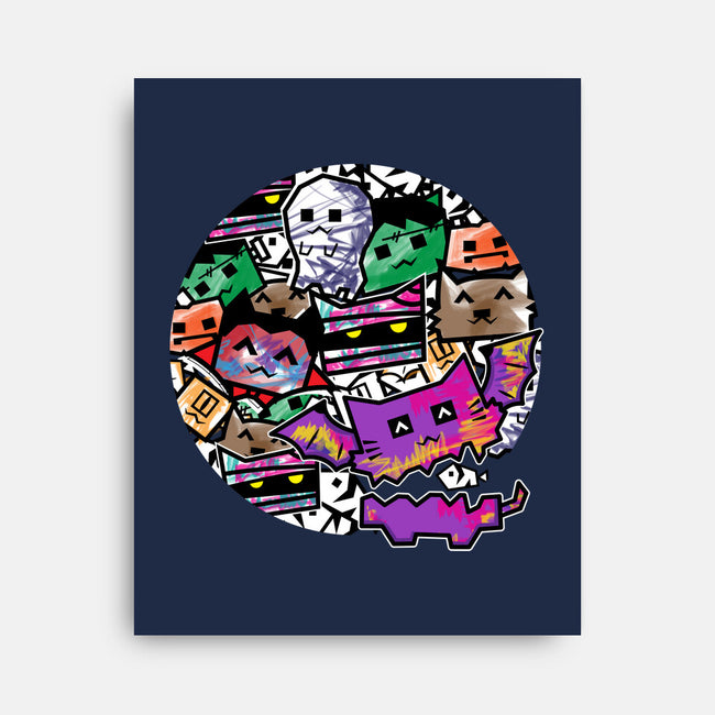 HallowDoodle Monsters-None-Stretched-Canvas-bloomgrace28