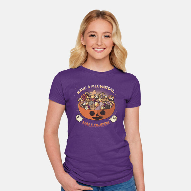 Meowgical Halloween-Womens-Fitted-Tee-Freecheese