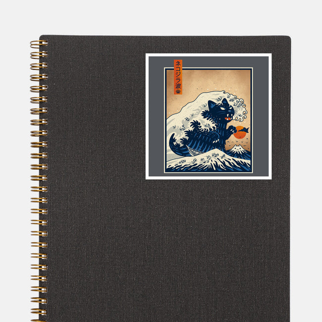 The Great Catzilla Wave-None-Glossy-Sticker-erion_designs