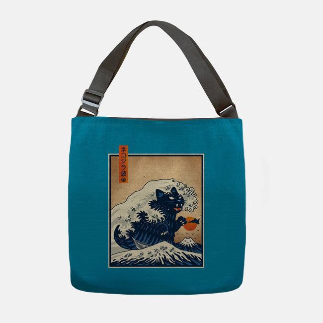 The Great Catzilla Wave-None-Adjustable Tote-Bag-erion_designs