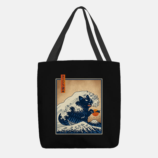 The Great Catzilla Wave-None-Basic Tote-Bag-erion_designs