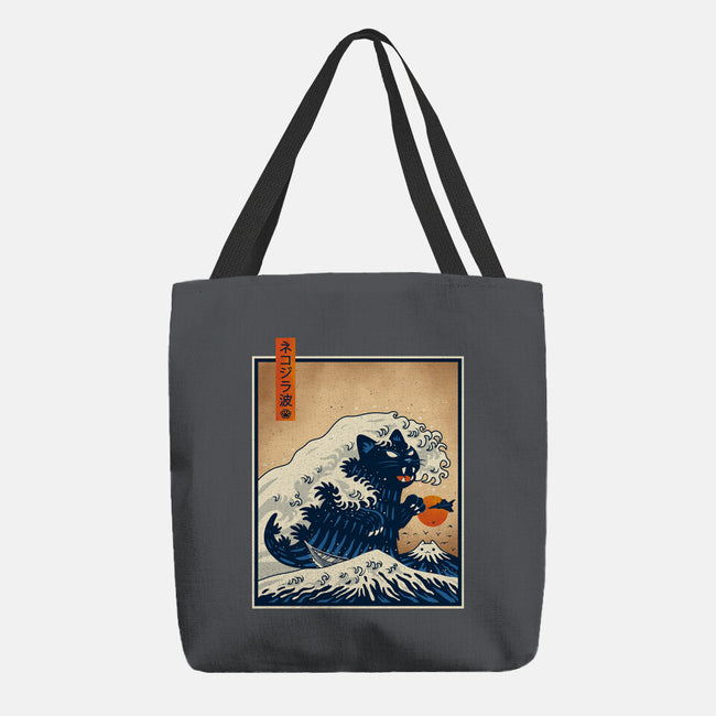 The Great Catzilla Wave-None-Basic Tote-Bag-erion_designs