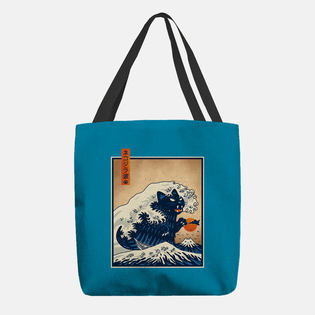 The Great Catzilla Wave-None-Basic Tote-Bag-erion_designs