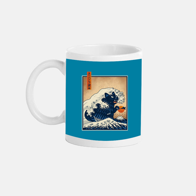 The Great Catzilla Wave-None-Mug-Drinkware-erion_designs
