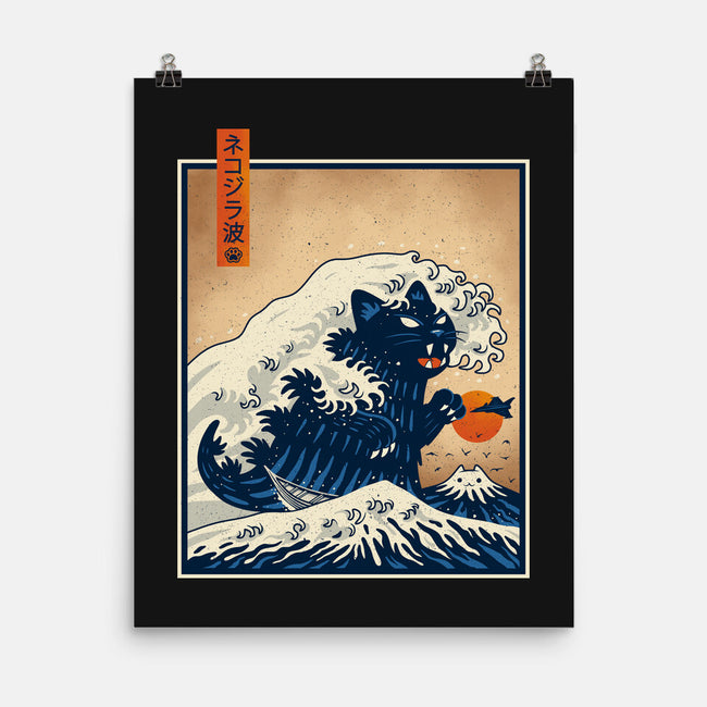 The Great Catzilla Wave-None-Matte-Poster-erion_designs