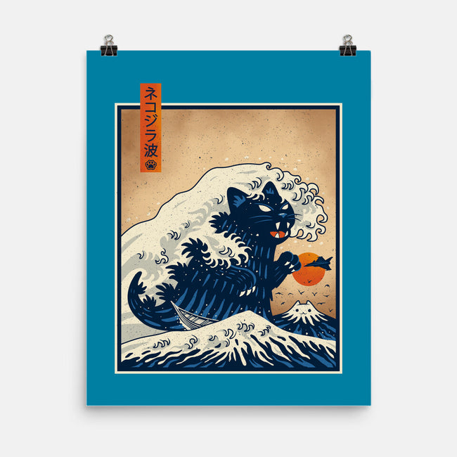 The Great Catzilla Wave-None-Matte-Poster-erion_designs